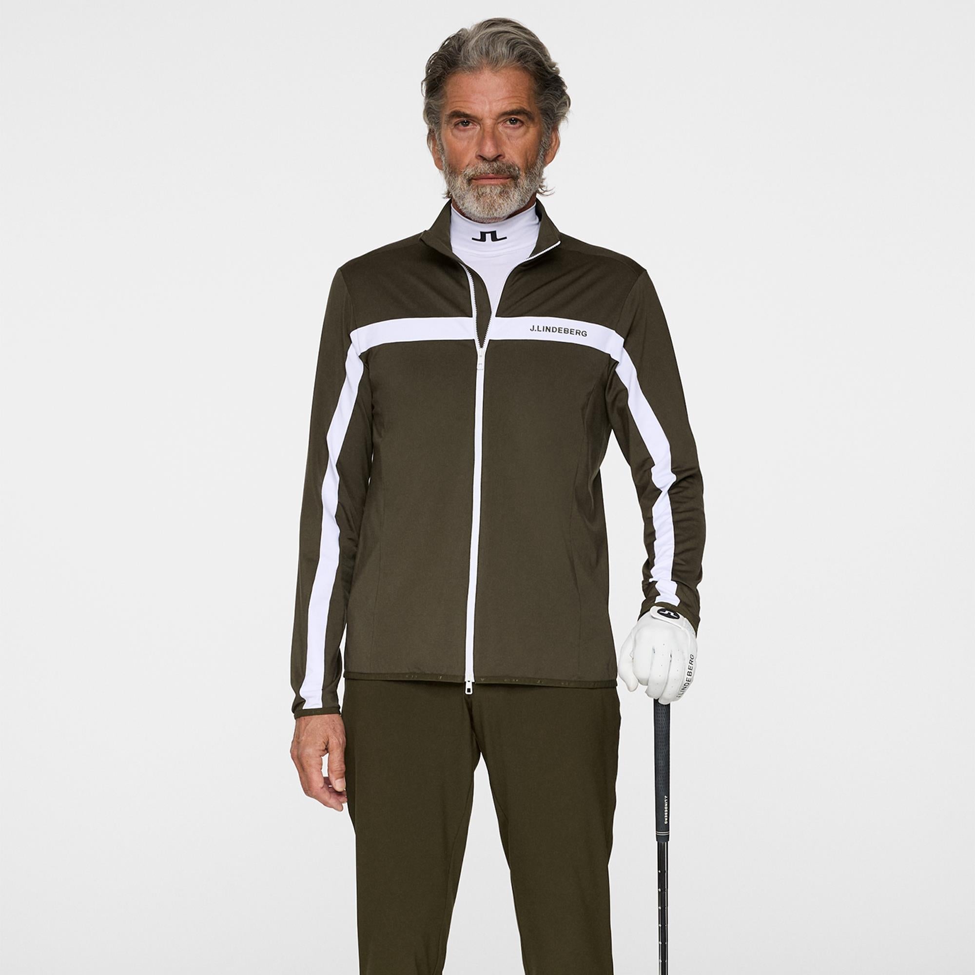 J Lindeberg Jarvis Mens Golf Mid Layer Forest Green